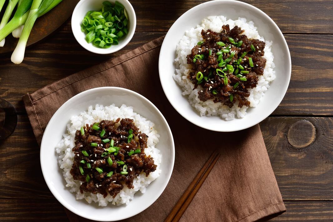 Korean ground beef rice bowls