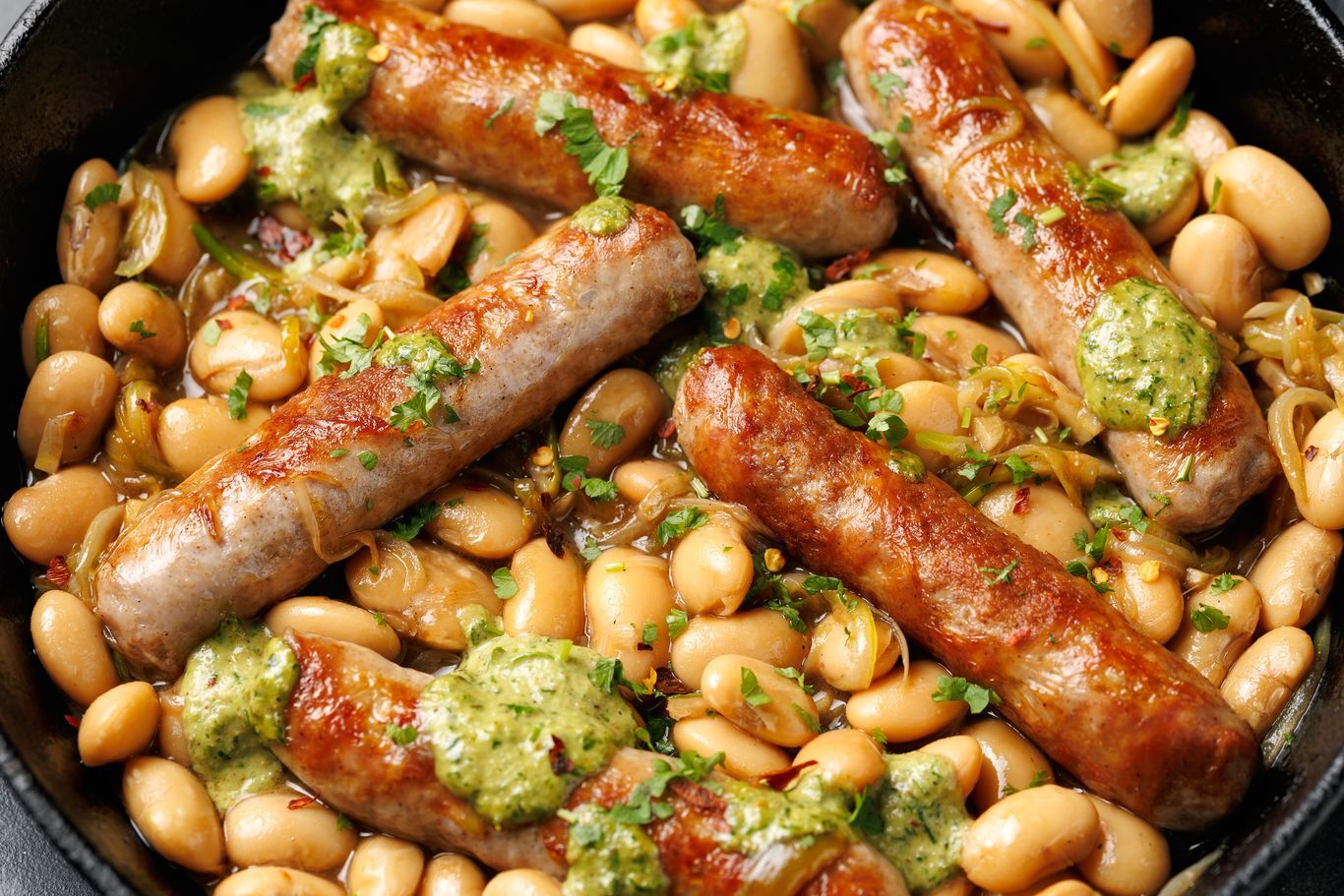 Sausage, white bean and kale skillet