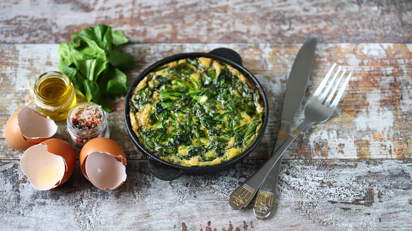 Spinach, feta and potato frittata