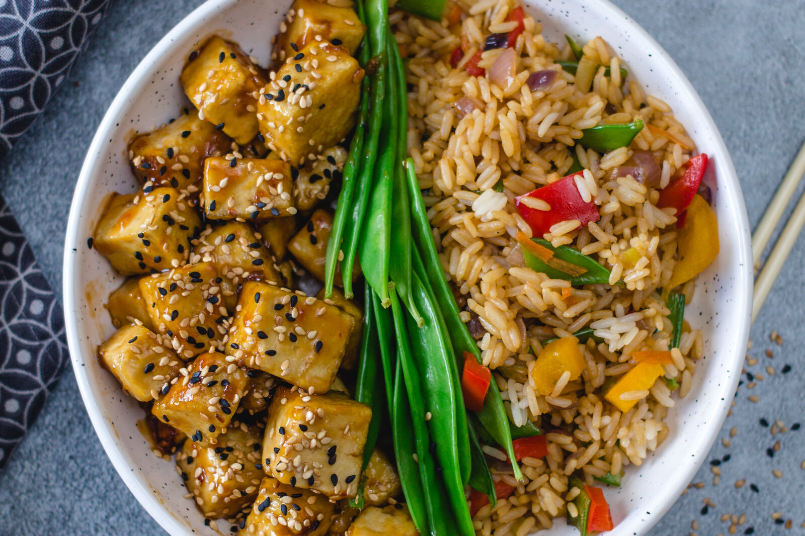 Teriyaki tofu rice bowls
