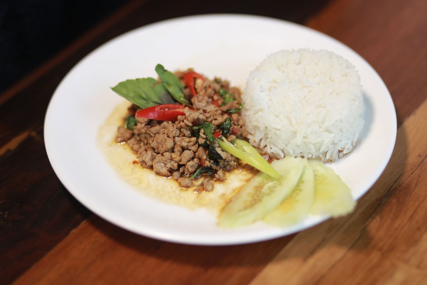 Thai basil chicken with jasmine rice